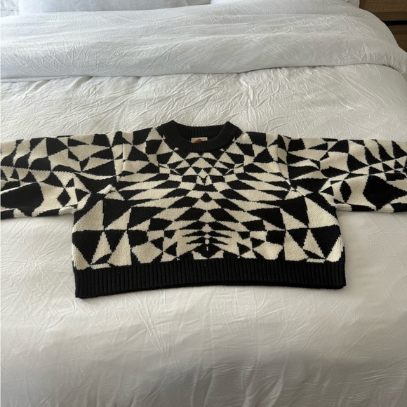 NWT Farm Rio Heart Deco Jacquard Balloon Sleeve Sweater Size L - Picture 3 of 10